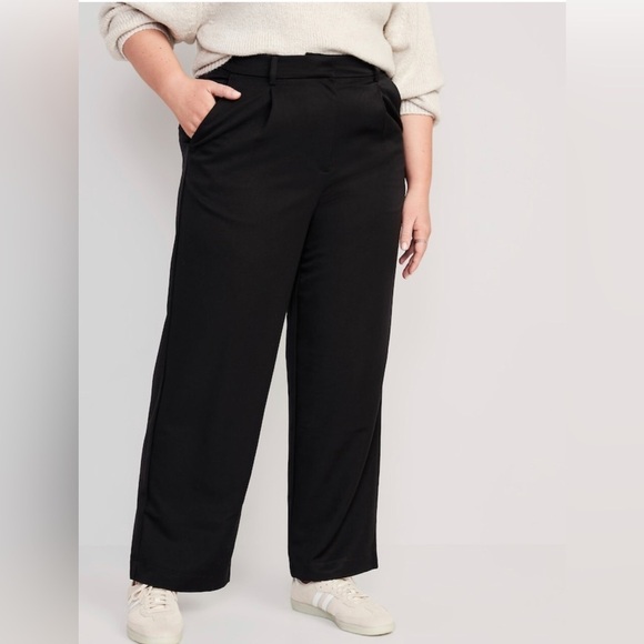 NWT! Black Extra High-Waisted Pleated Taylor Trouser Wide-Leg Pants 💎 - Picture 7 of 11